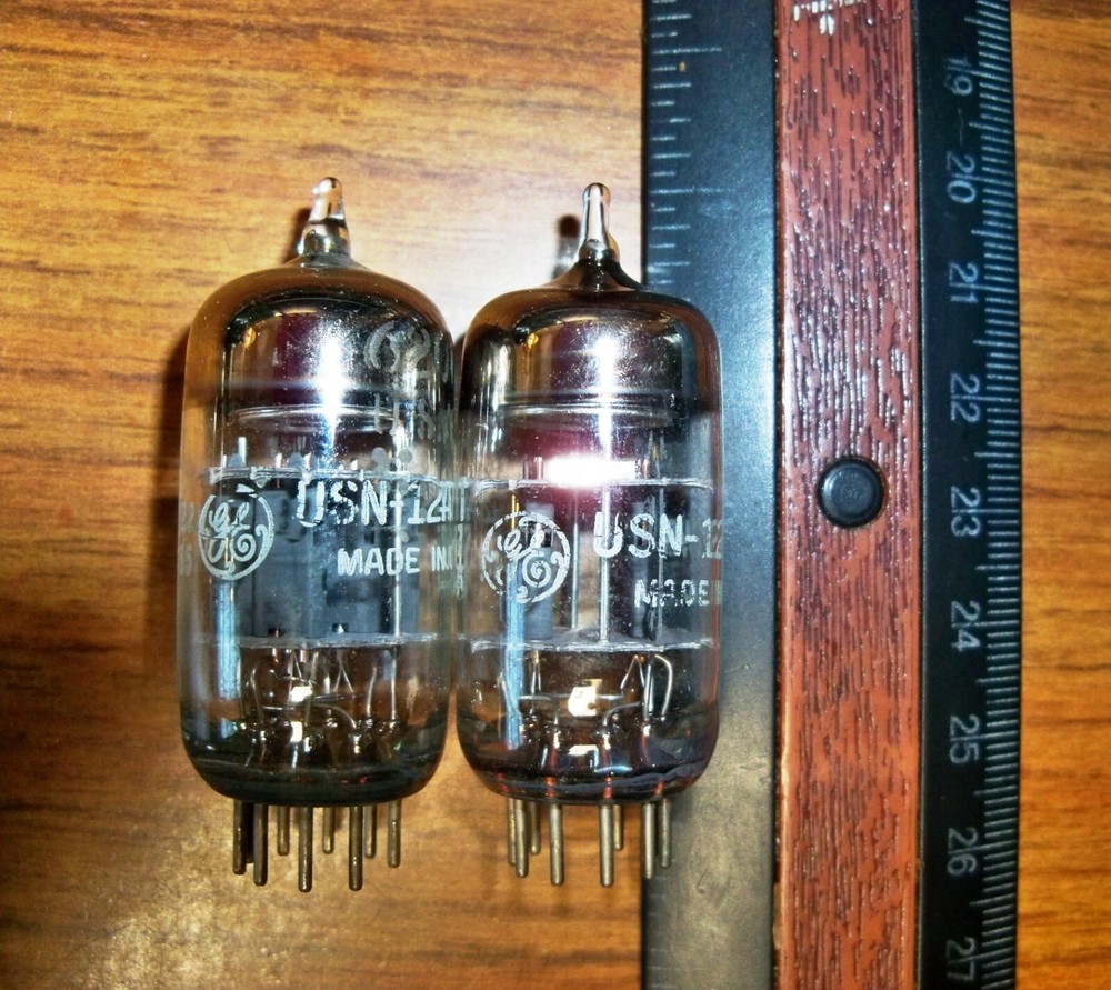 2 Strong Matched GE Gray Plate Solid O Getter USN-12AT7WB / 6201 Tubes