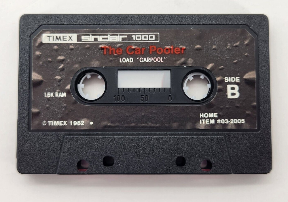 Timex Sinclair 1000 Software Game Cassette Tape 16k Ram The Carpooler Untested