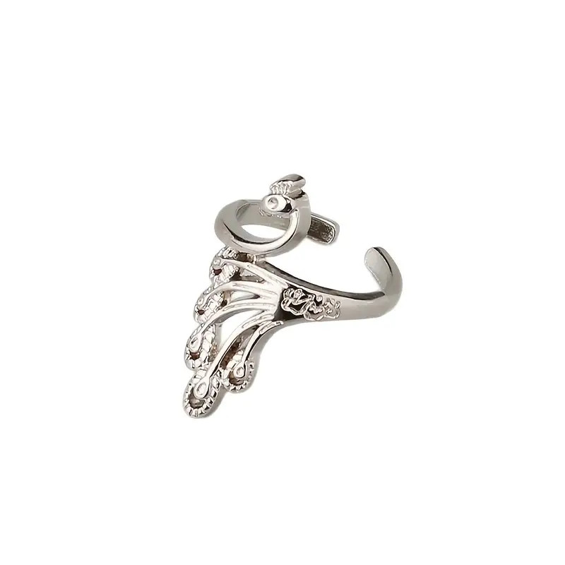 DIY Peacock Handmade Knitting Loop Crochet Finger Adjustable Ring  - New