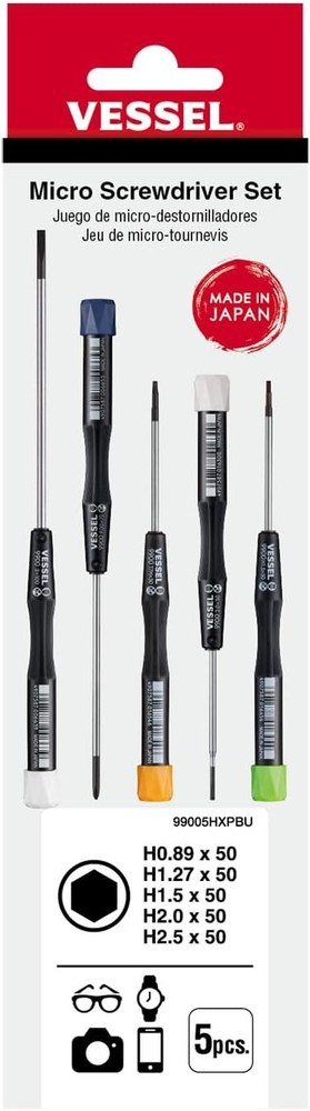 Vessel 99005HXPBU Precision Micro Tip Screwdriver Set 5-Pc