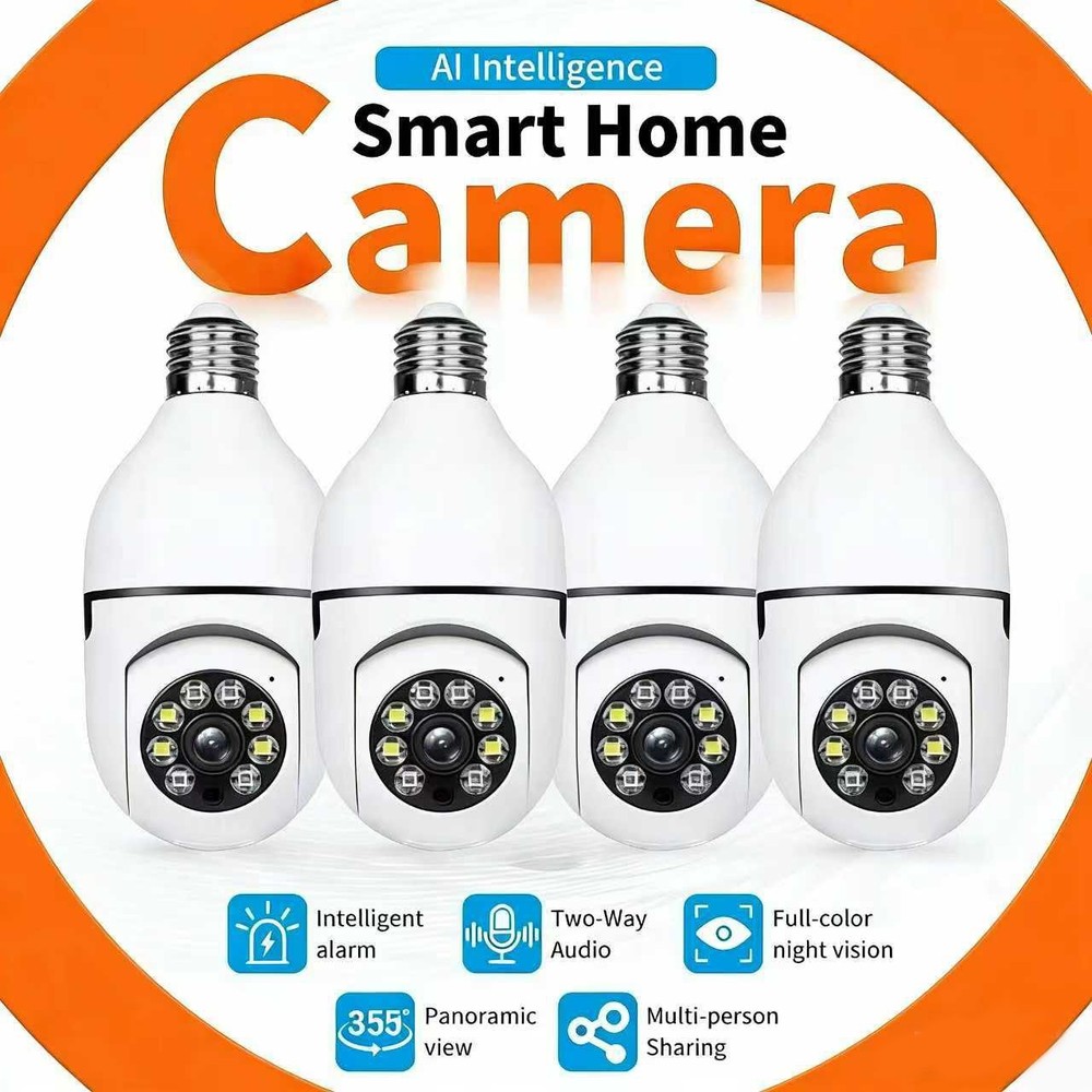 4pcs 4MP  Wireless Bulb Security Camera with Two-Way Audio Night Vision