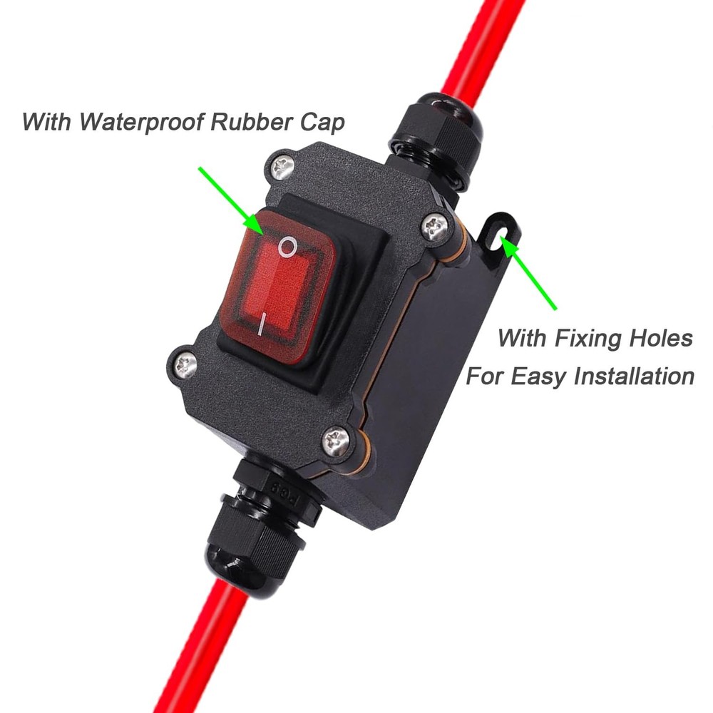 DC 12V Inline Switch DC 12-24V,DPST Dual Side Wiring Switchs 25A Inline Power...