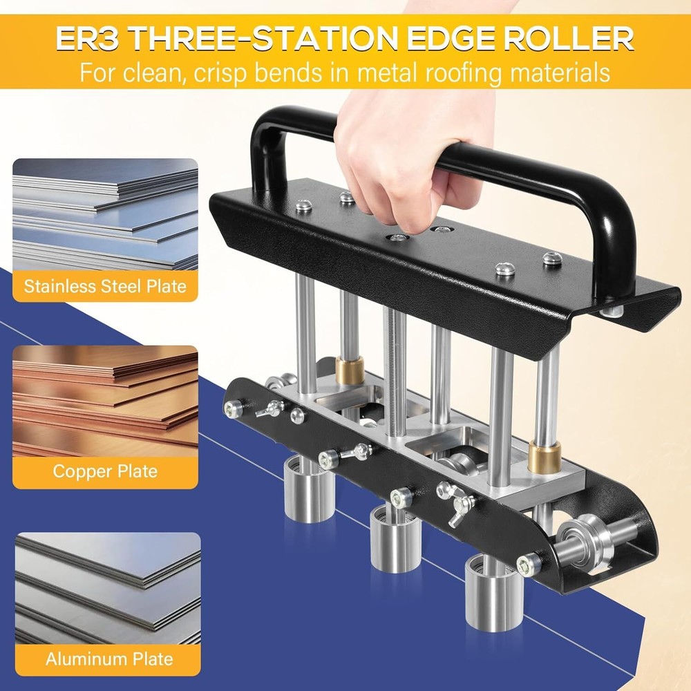 ER3 Three-Station Edge Roller Bender, Large Radius Sheet Metal Bead Roller Bend