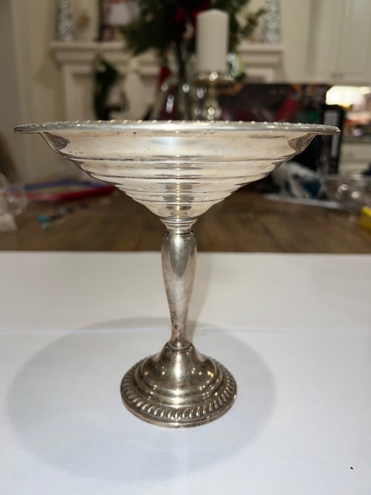 Antique Empire Sterling Silver Weighted Base Compote