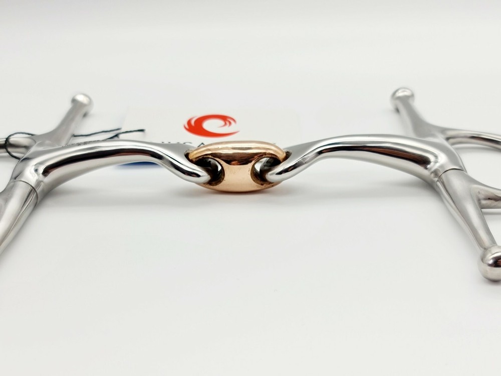 Full Cheek 14MM Stainless S Curved Snaffle Bit Copper Lozenge*SAME DAY DISPATCH*