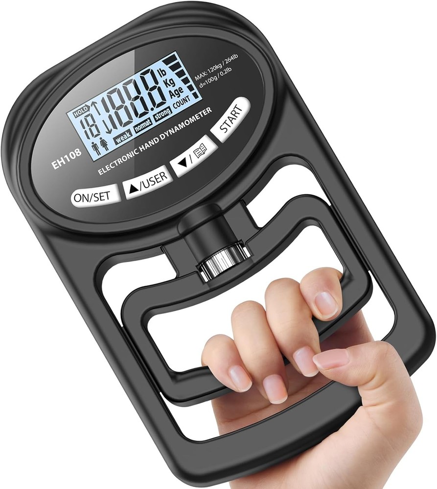Hand Grip Strength Tester Trainer - Electronic Dynamometer Forearm black
