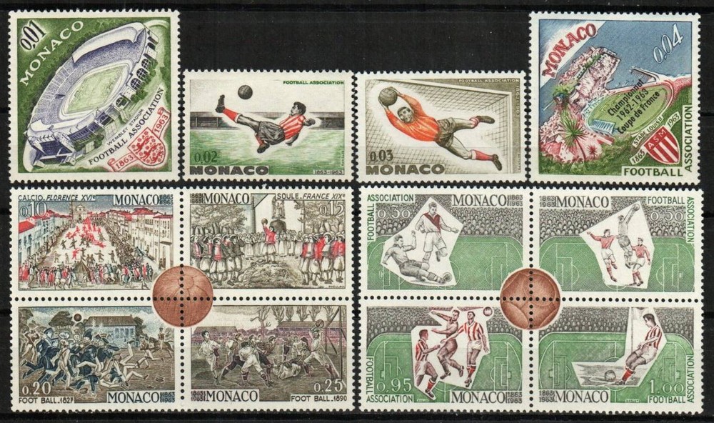 Monaco Stamp 553-564  - Organized soccer centenary