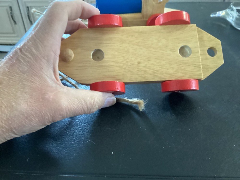(2) Ikea Wooden Train Pieces Engine and Flat