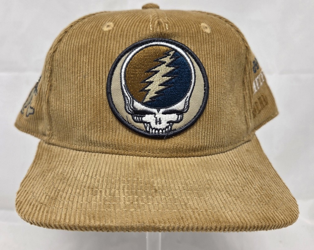 New GRATEFUL DEAD Corduroy Hat Embroidered Snap Back Bear Skull Patch Adjustable