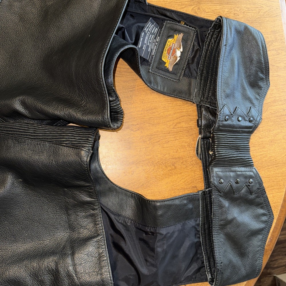 Harley Davidson Leather Motorcycle Chaps Mens Small Black