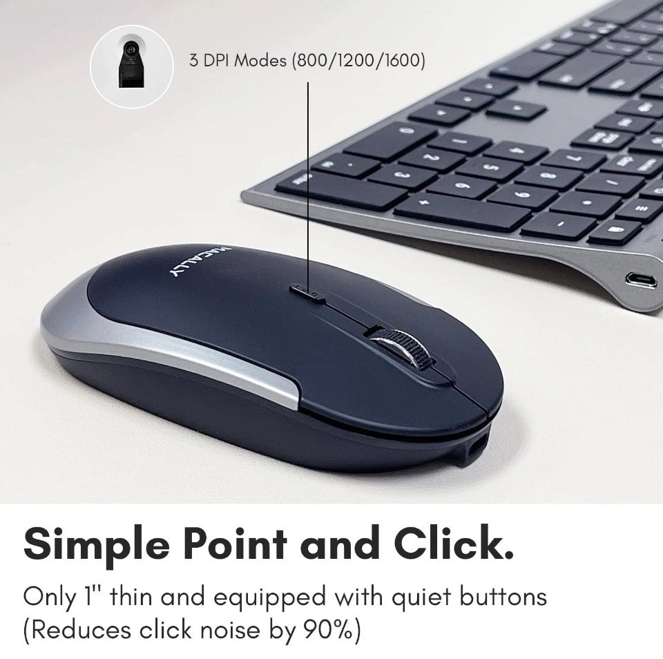 Space Gray Wireless Keyboard and Mouse Set for Mac Bluetooth Multi Device Com...