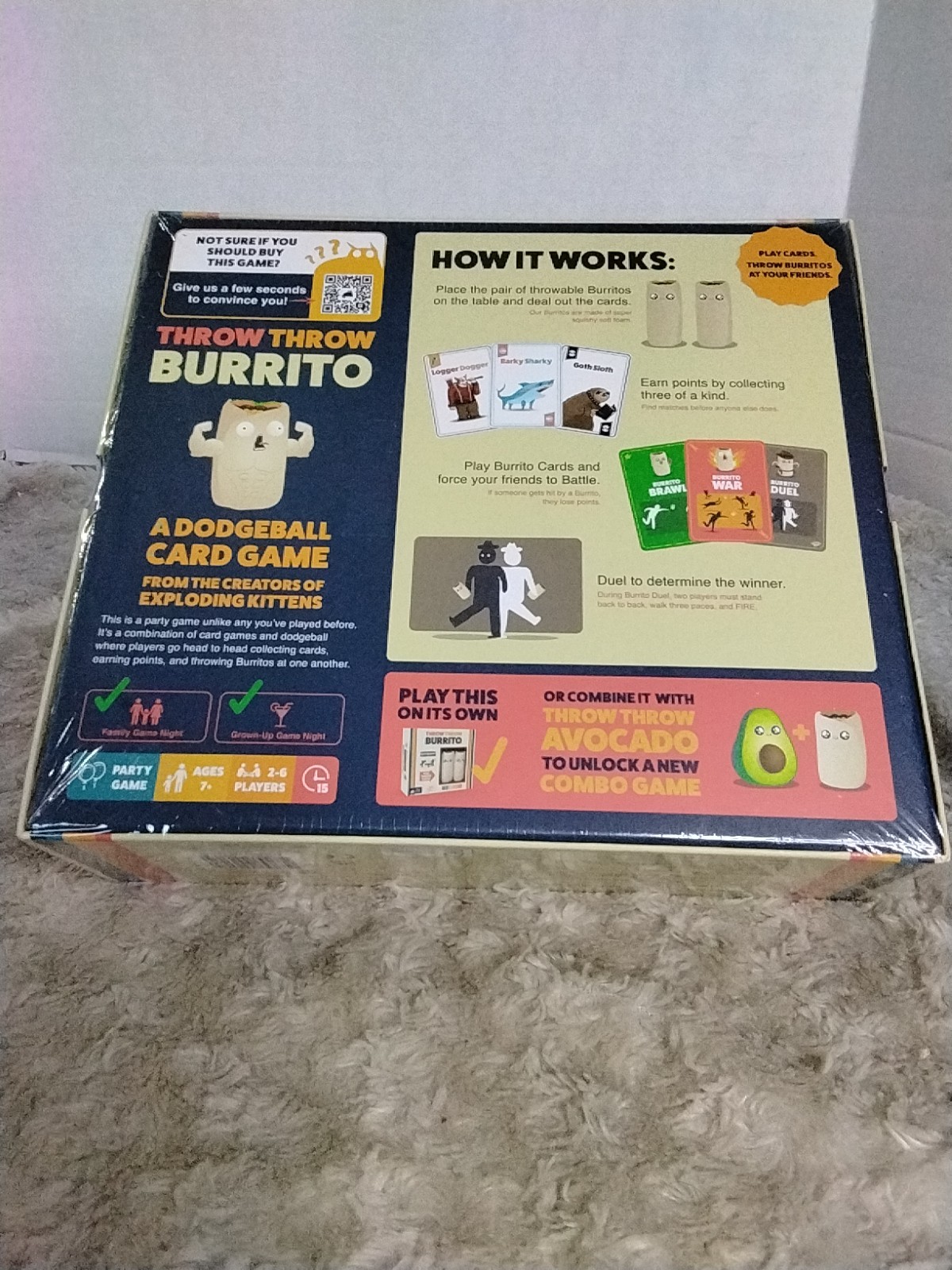 New: Throw Throw Burrito Dodgeball/ Card Game By Exploding Kittens. Party Game