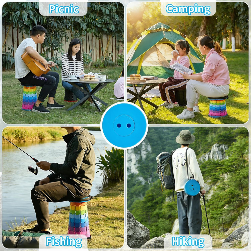 Telescoping Folding Stool, Upgraded Portable Collapsible Retractable Stool with