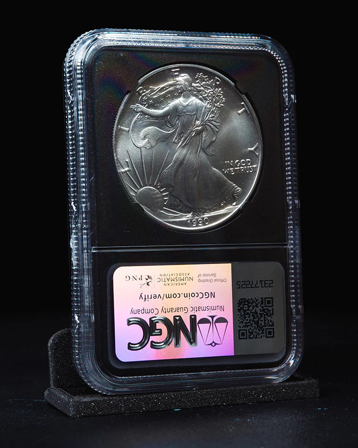 1990 SE $1 NGC MS69 Reverse Struck Thru Error John Mercanti Autographed