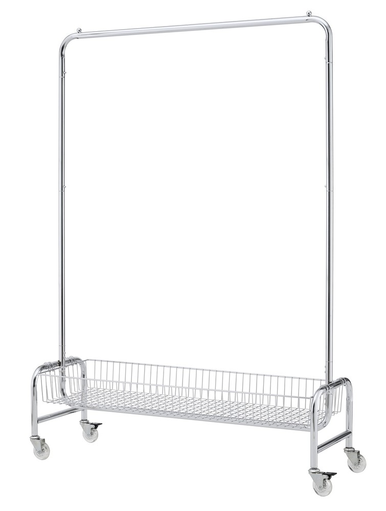 Garment Rack with Basket on Wheels Rolling Clothes Rack for Hanging Clothes