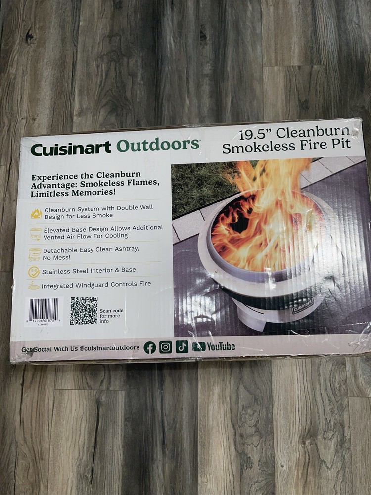 Cuisinart Outdoors 19.5" Cleanburn Smokeless Fire Pit New Unopened Elevated Base