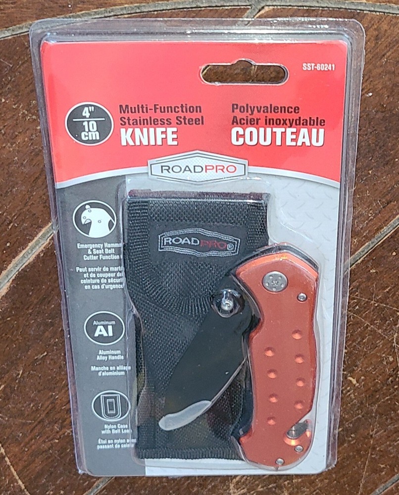 RoadPro 4" Multi-Function Stainless Steel Knife with Nylon Case #SST-60241