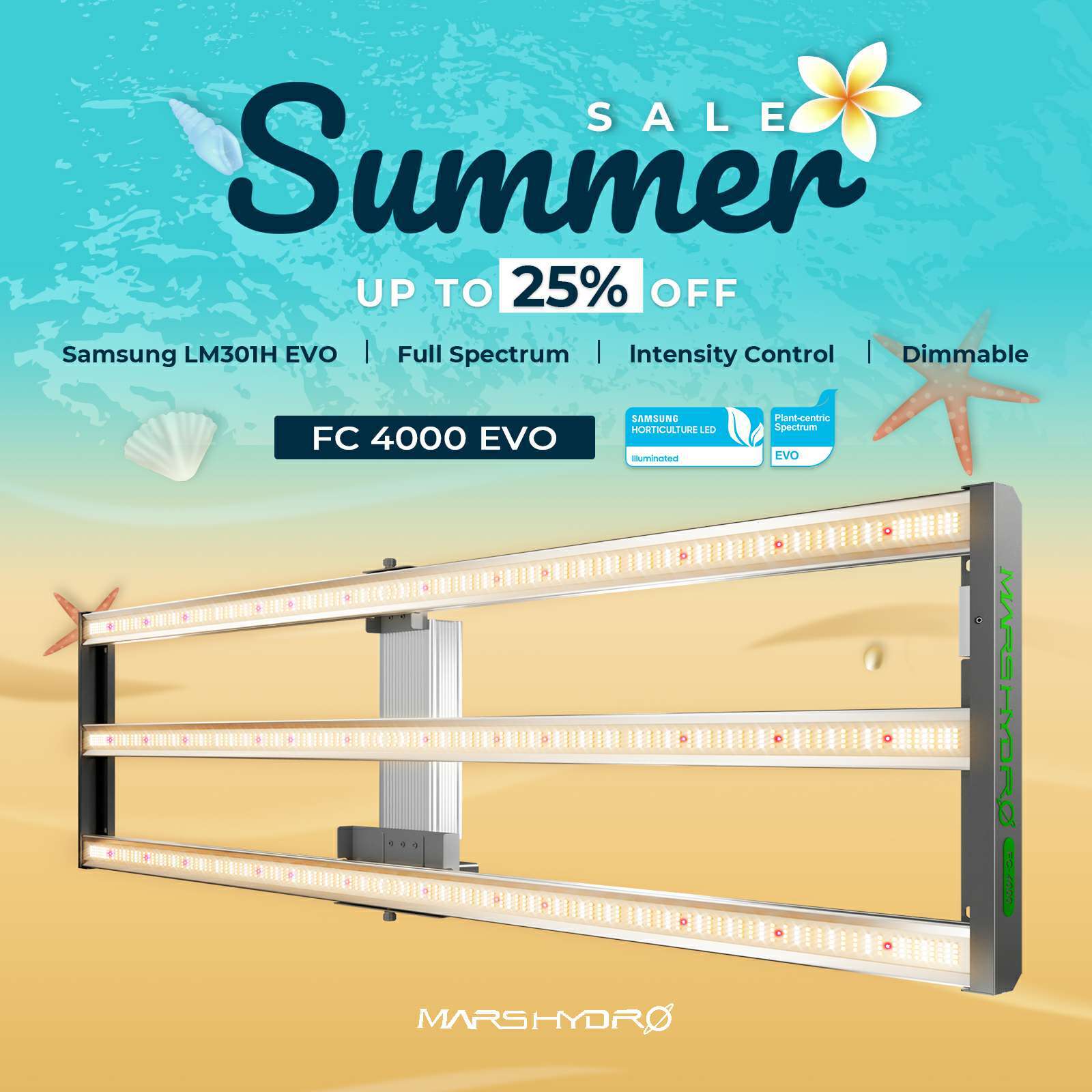 Upgraded MARS HYDRO FC 4000 LED Grow Light Samsung LM301H EVO for 4x2 Grow Tent