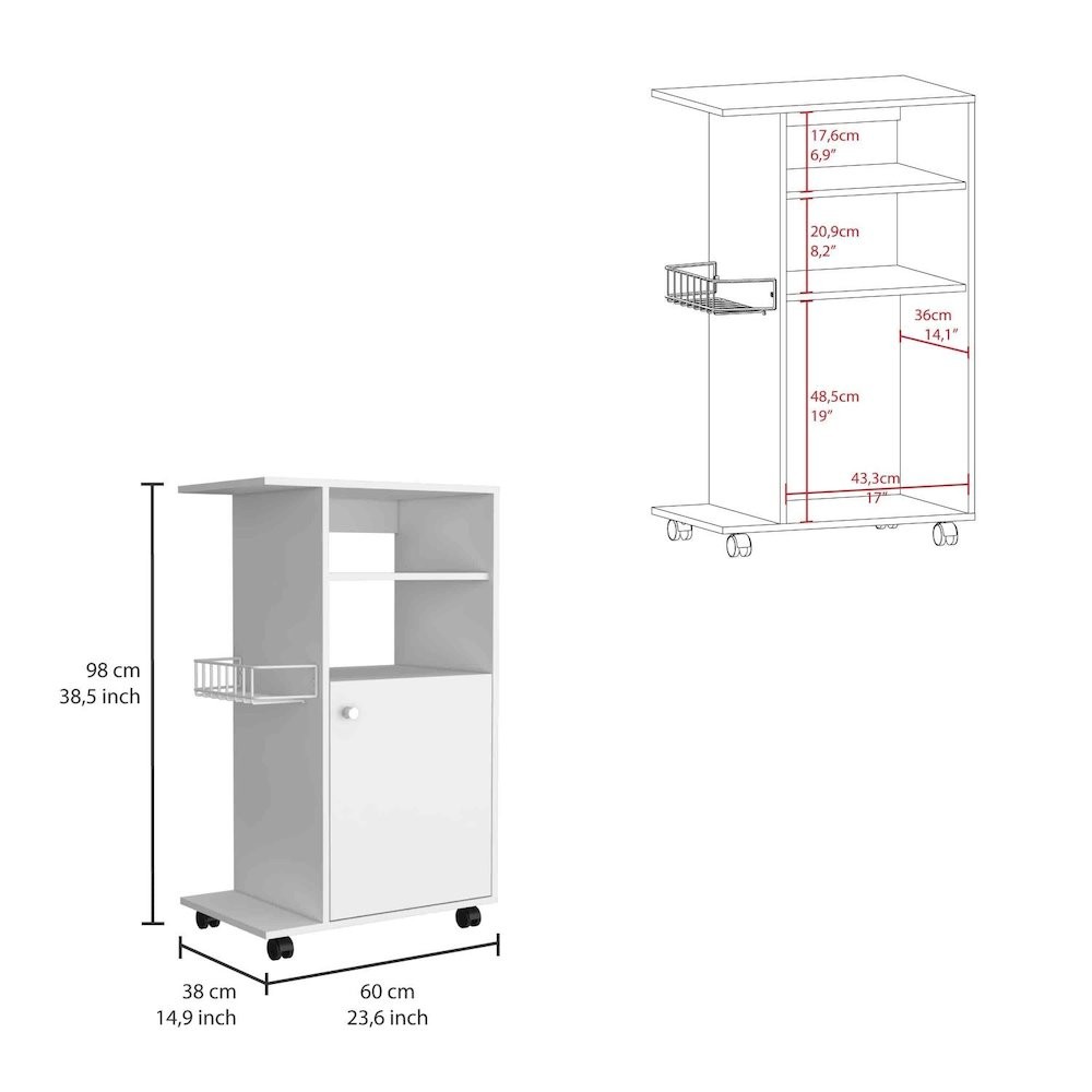 Clip Kitchen Cart White MDF