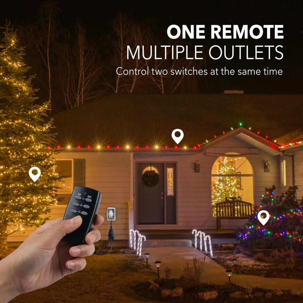 HBN 3 Pack Outlets Wireless Remote Control Electrical Outlet Switch With Remote