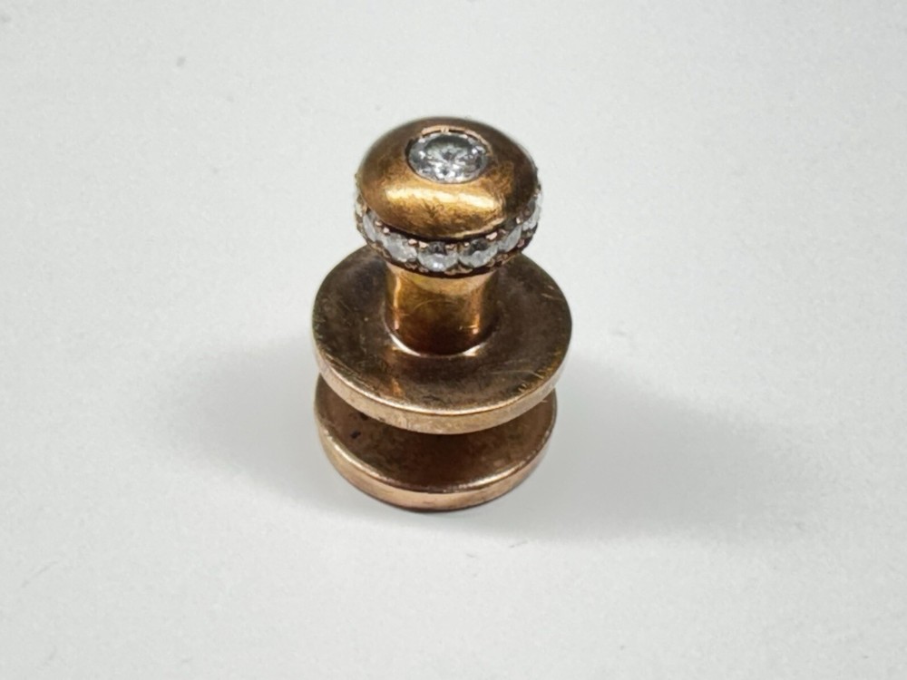 10 karat solid rose gold & diamond button handmade in usa