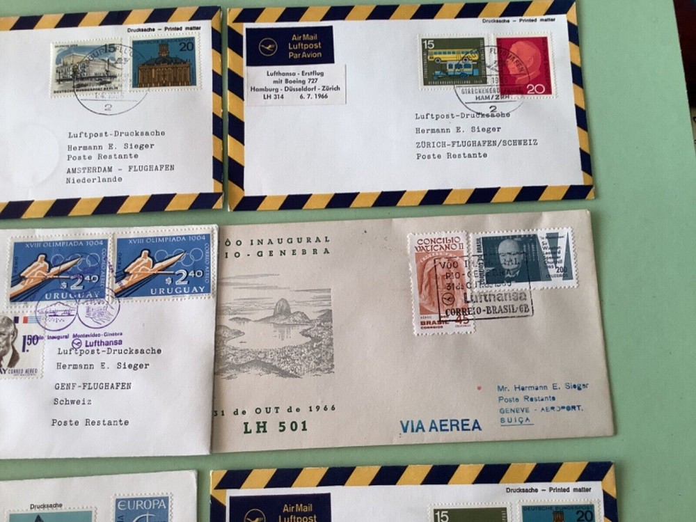 Airmail flight cover mixed world 9 items Ref A1469