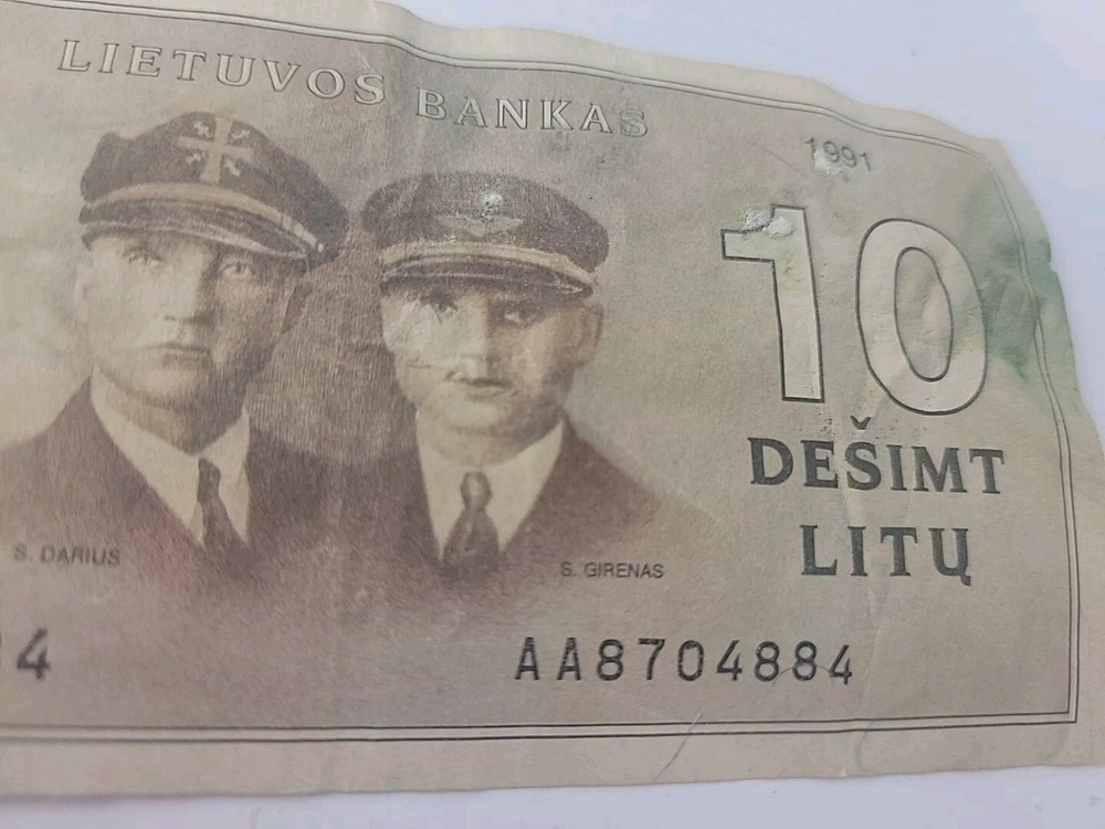 Lithuania 10 Litu Incorrect Spelling GIRENAS.