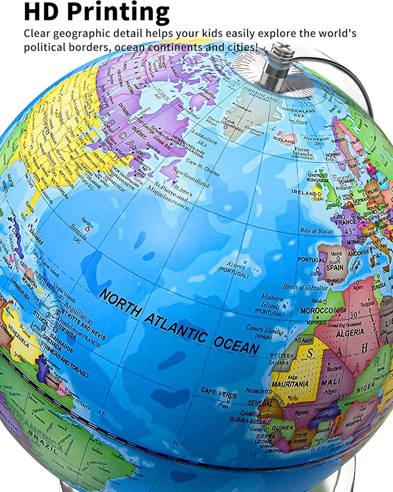 9in Illuminated World Globe w/ Stand LED Constellation Night Light Base
