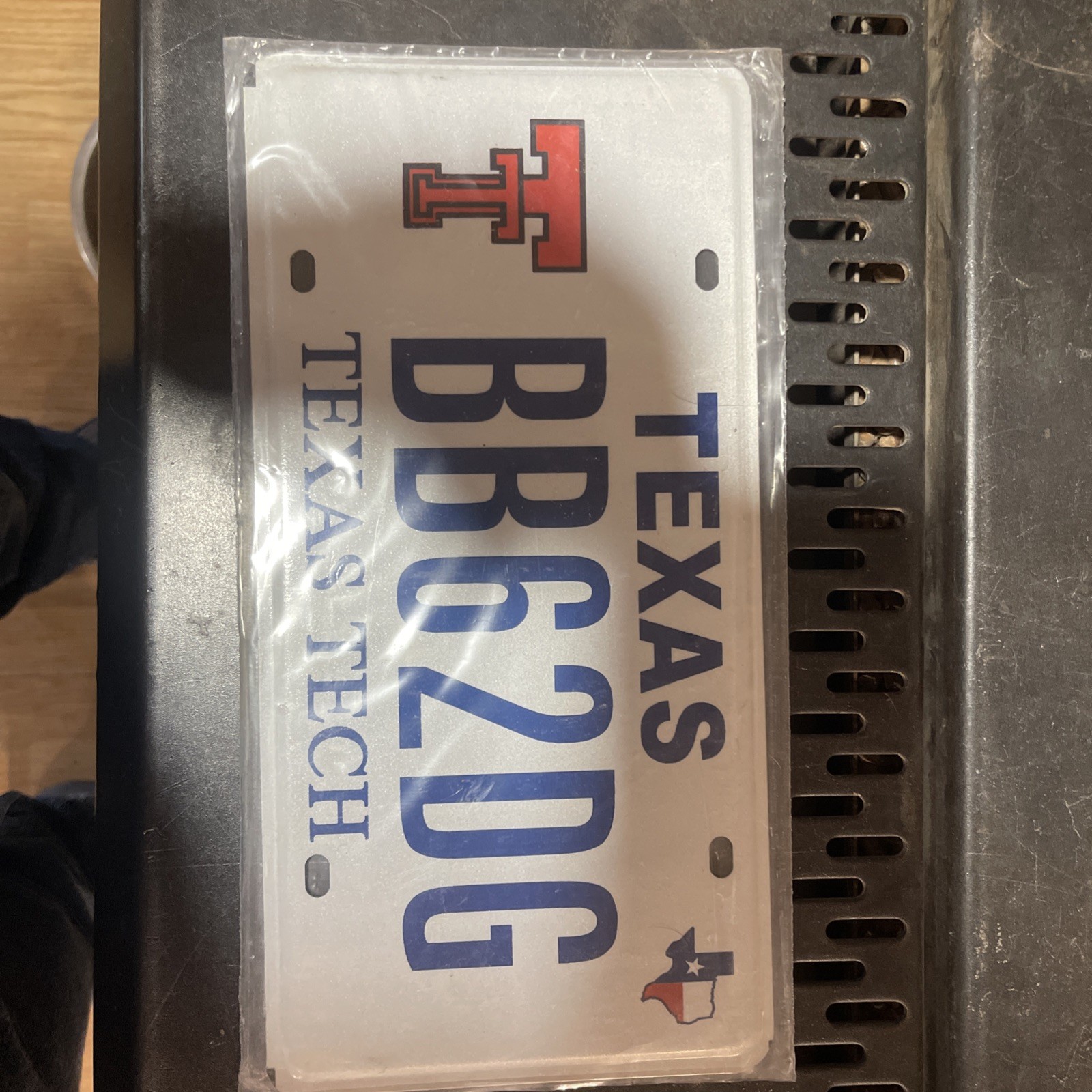 Texas TECH  license plate # BB62DG