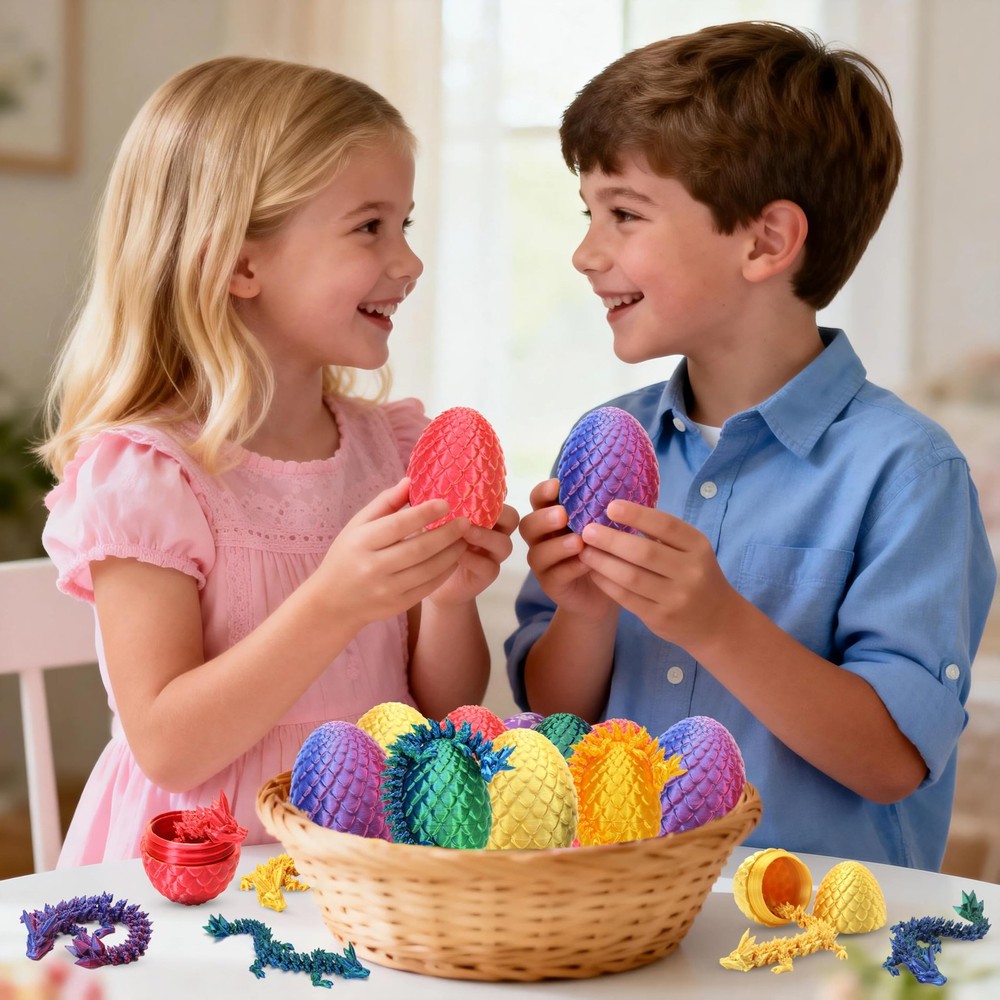 4PCS 3D Printed Dragon Eggs with Inside, Class Small, Without Keychain