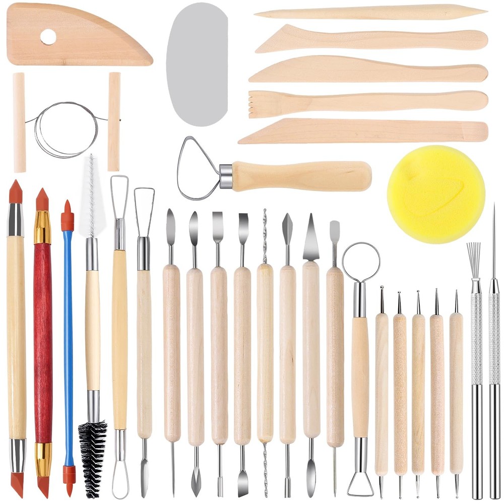 Pottery Sculpting Tools 32PCS Ceramic Clay Carving Tools Set for Beginners Ex...