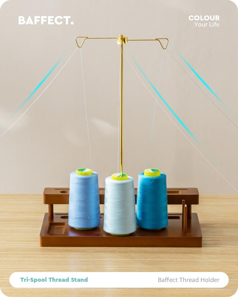 Thread Spool Holder With Sewing Organizer, 3 Spools Holder For Home Sewing Ma...