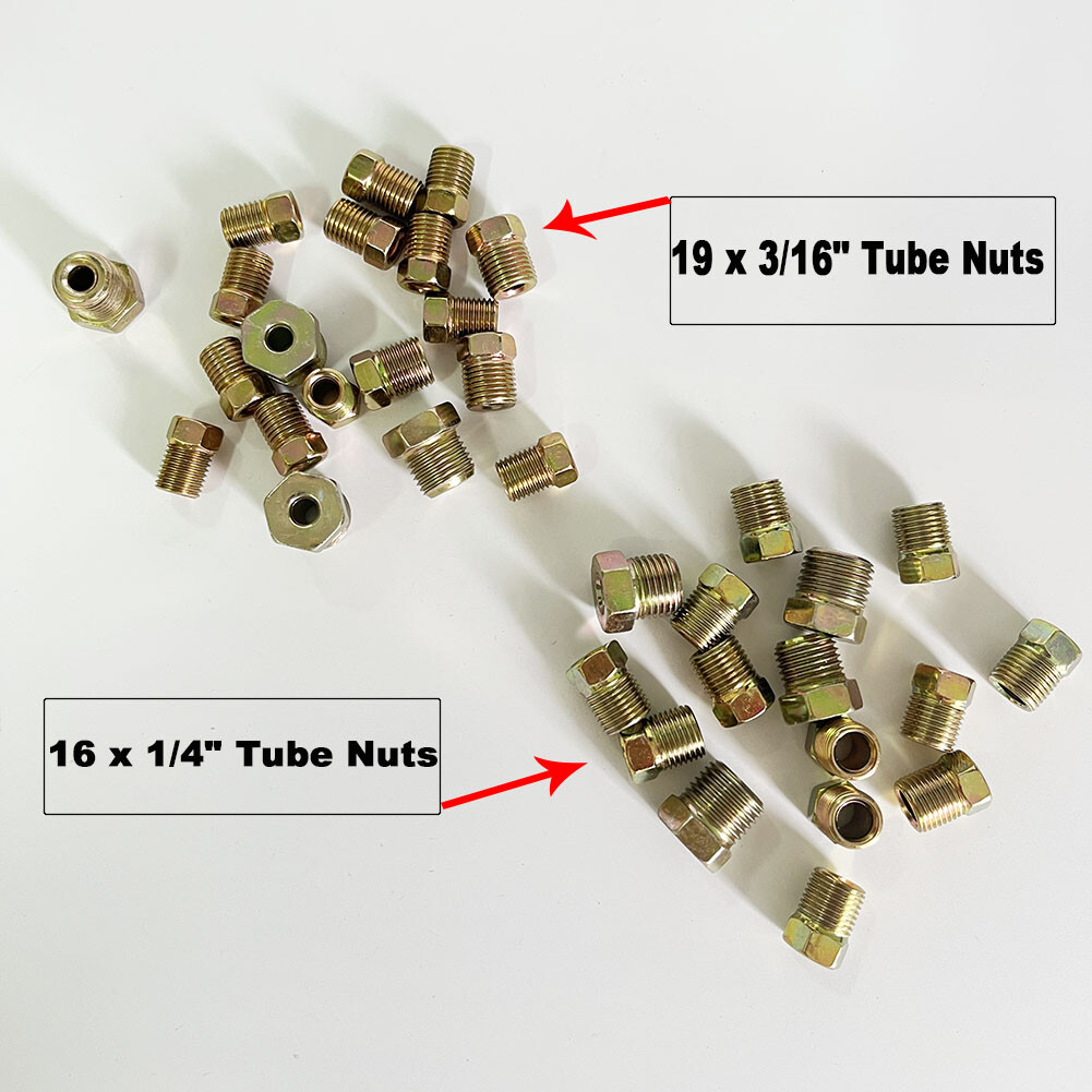 35pcs Brake Line Fitting Nuts Kit For Inverted Flares On 3/16 And 1/4 Tube