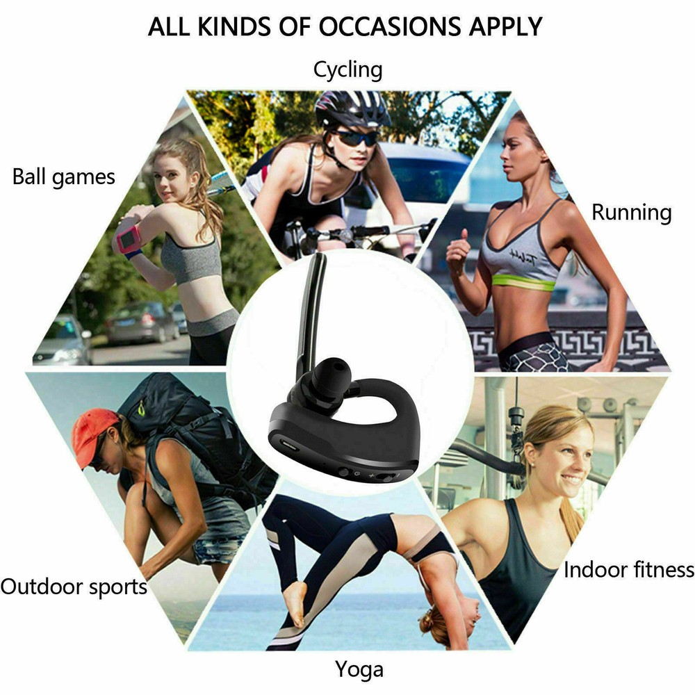 Universal Bluetooth Headset Business Wireless Earpiece for Left and Right Ears