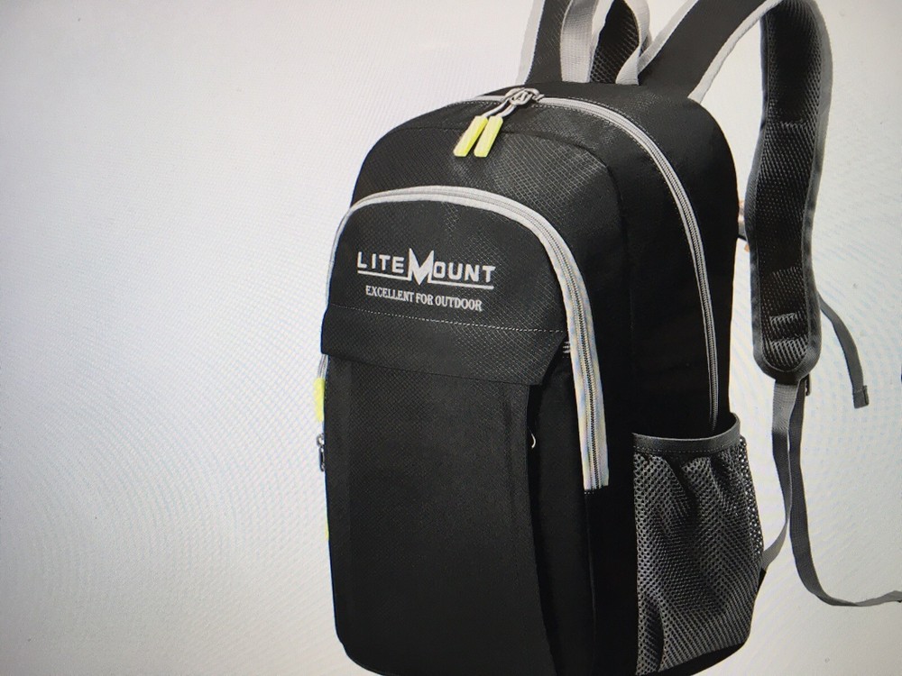 LITEMOUNT Lightweight Hiking Backpack, Multi-Pockets Packable Black