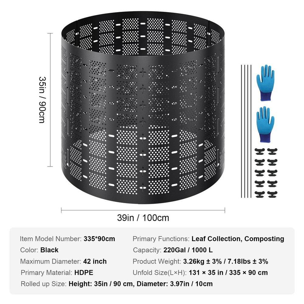 KFFKFF Composting Container 220 Gallon, Outdoor Adjustable Compost Maker