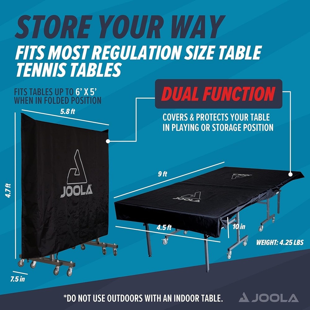 Joola Dual Function Waterproof Cover for 9x5 Ping Pong Tables - Includes Bag