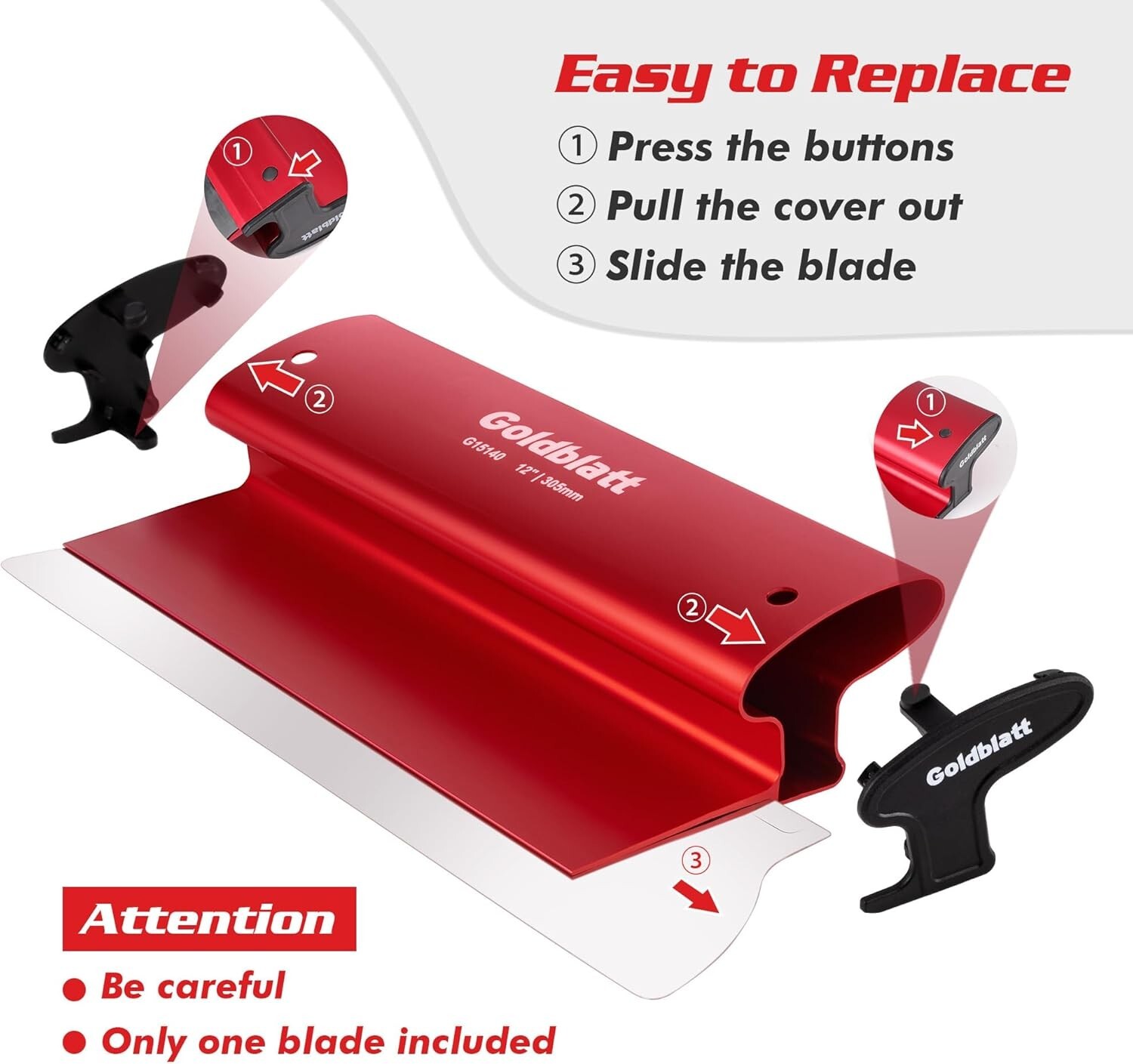 Goldblatt 24''/32''/12''/16'' Drywall Skim Blade 0.3mm Stainless Steel Skim Coat