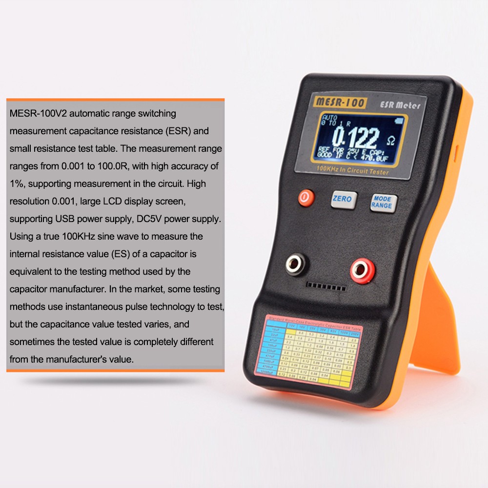MESR-100 ESR Capacitance Ohm Meter Capacitance Internal Resistance Circuit Test