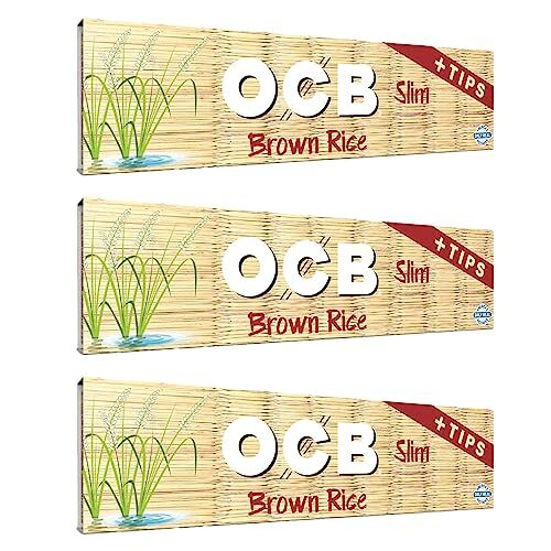 OCB Brown Rice Rolling Papers King Size Slim 110mm (3 Booklets)