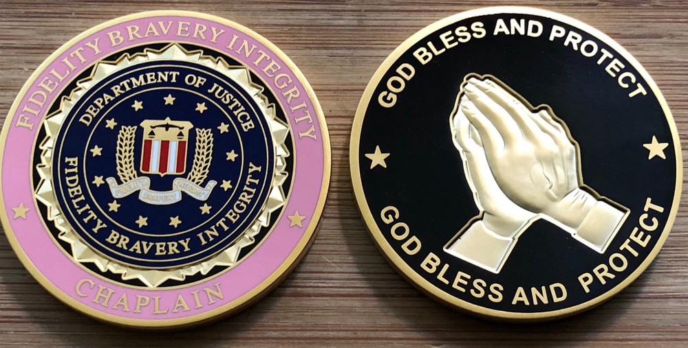 FBI Chaplain - Praying Hands -BCAM Pink Enamel version SUPER RARE Challenge coin