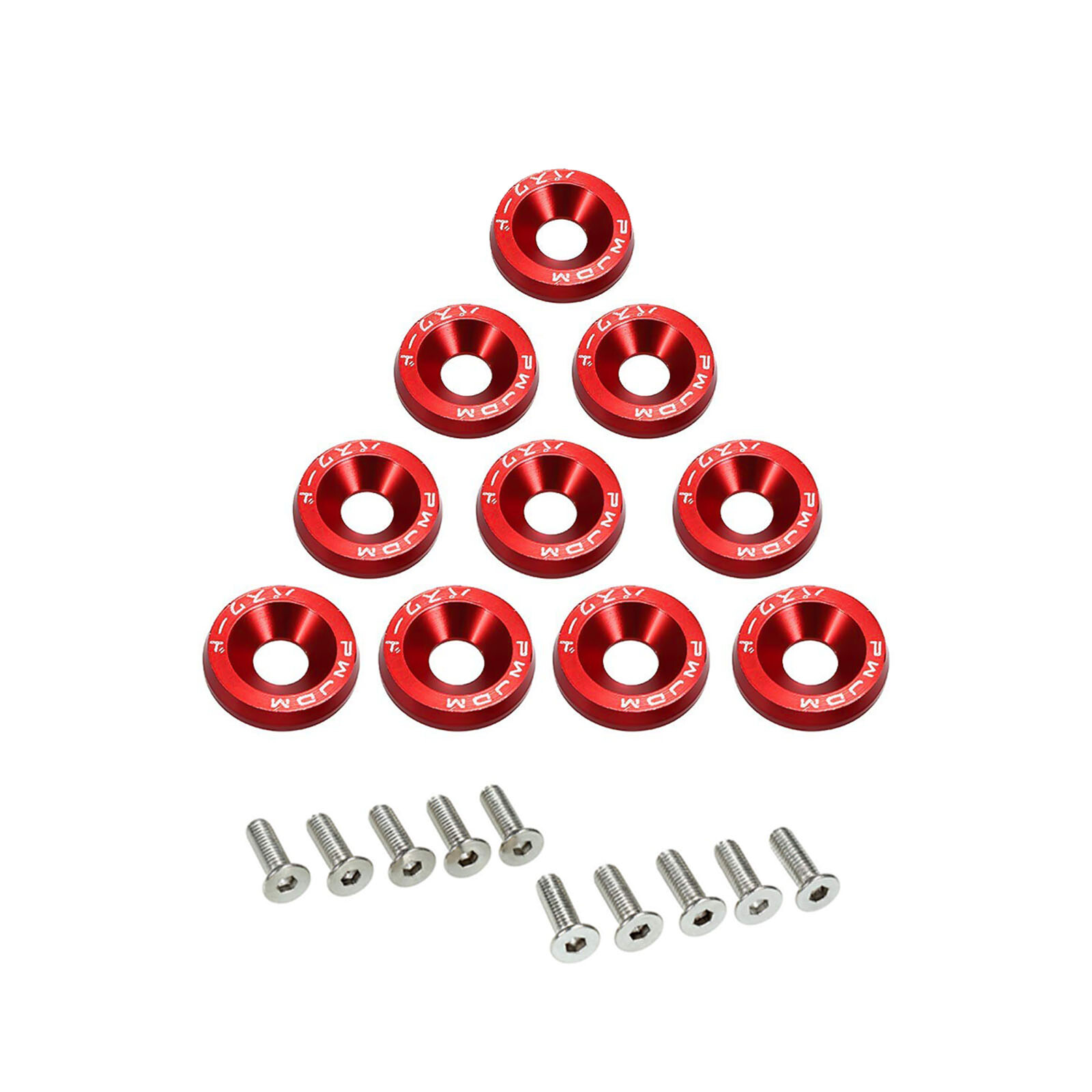 10x JDM Billet Aluminum Alloy Fender Bumper Washer Engine Bay Screw Bolts Kits