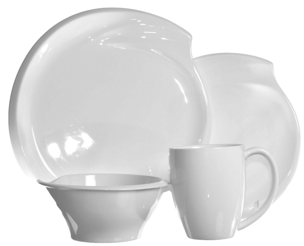 NAMBE Stoneware Currents Winter Snow White 4 Piece Place Setting Dinnerware New