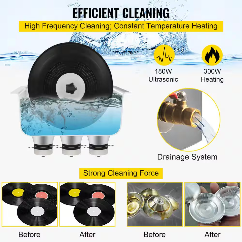 Ultrasonic Vinyl Record Cleaner 6L 40Khz Vinyl Ultrasonic Cleaning Machine Knob