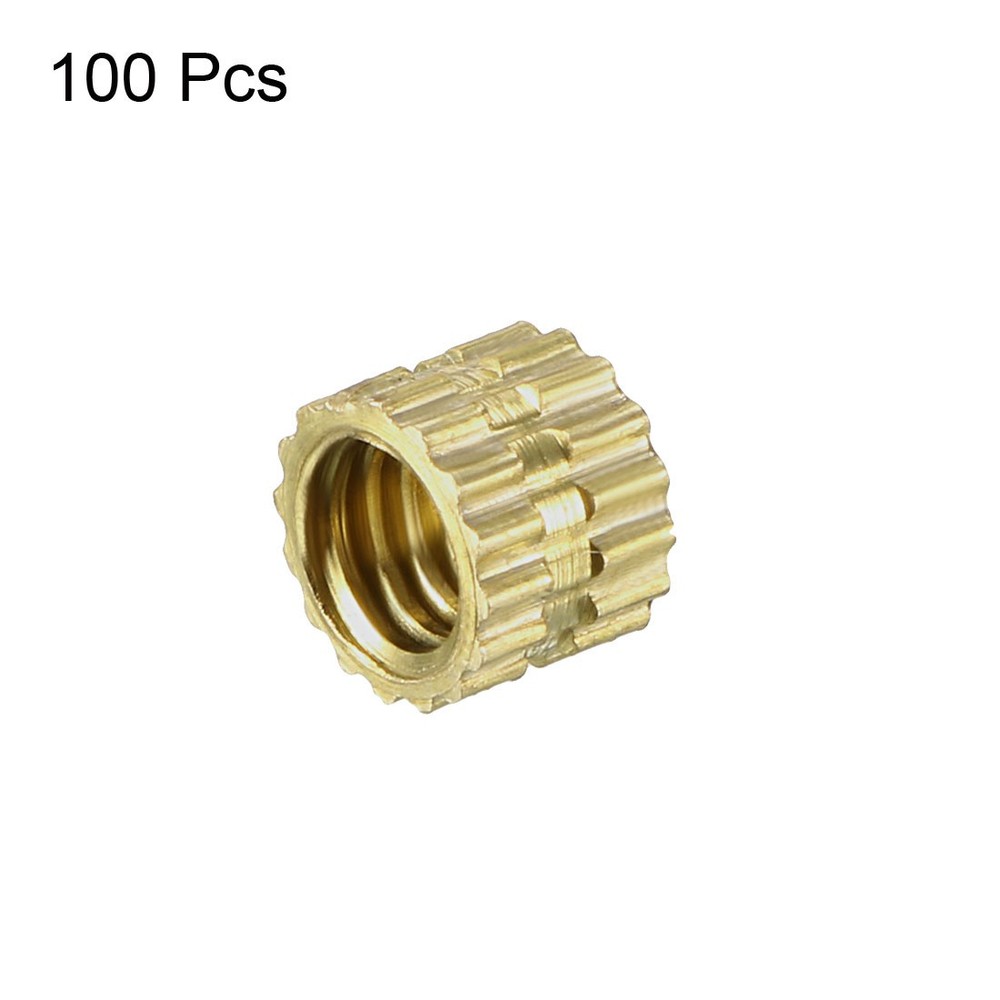 100pcs - M4x0.7mm Female Brass Knurled Threaded Insert Embedment Nut for 3D