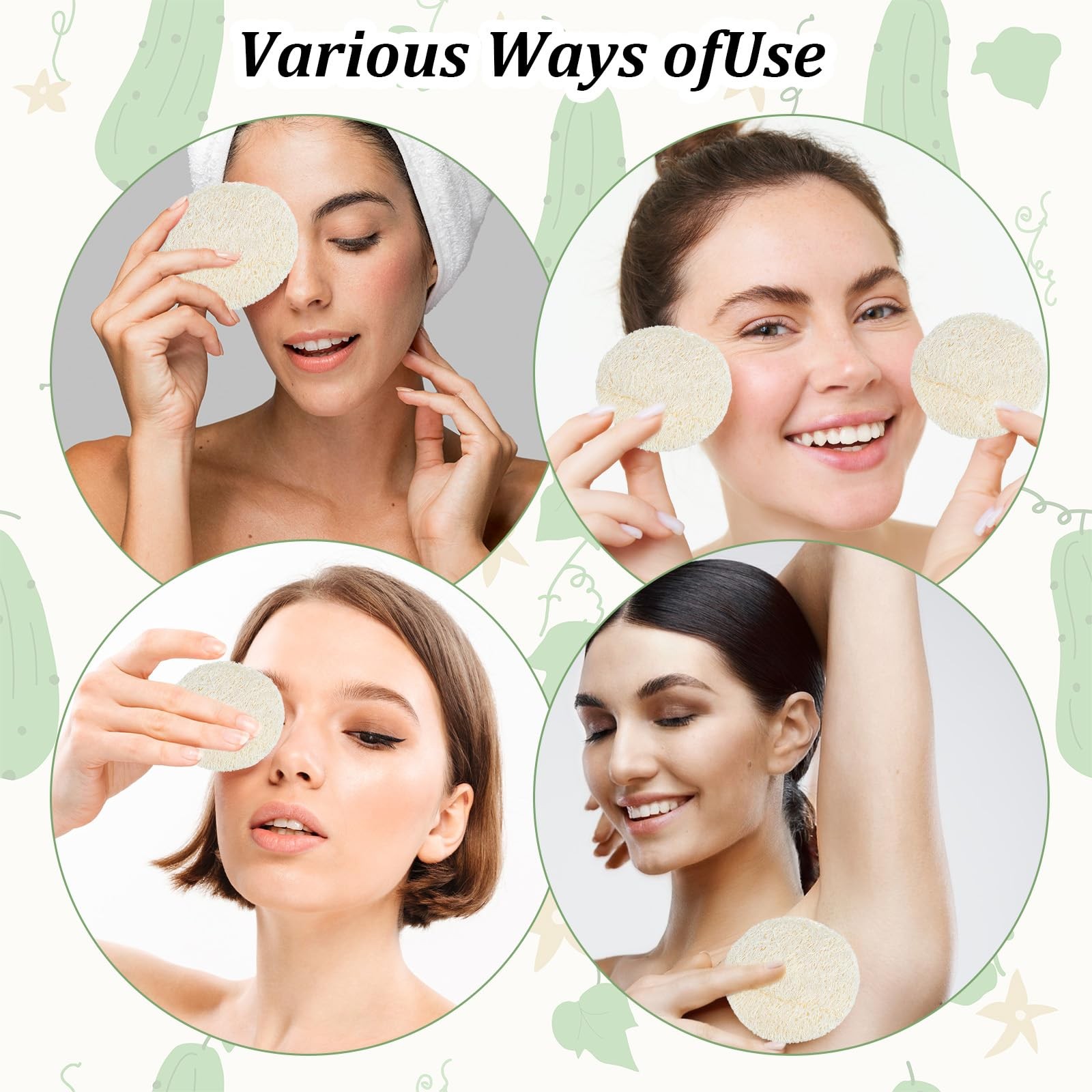 Nogeqi 20 Pcs Natural Loofah Sponge Pads for 1 Count (Pack of 20), Beige