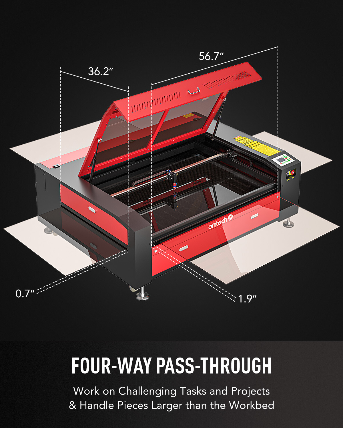 OMTech 130W 35x51in CO2 Laser Engraving Cutting Machine with 5200 Water Chiller