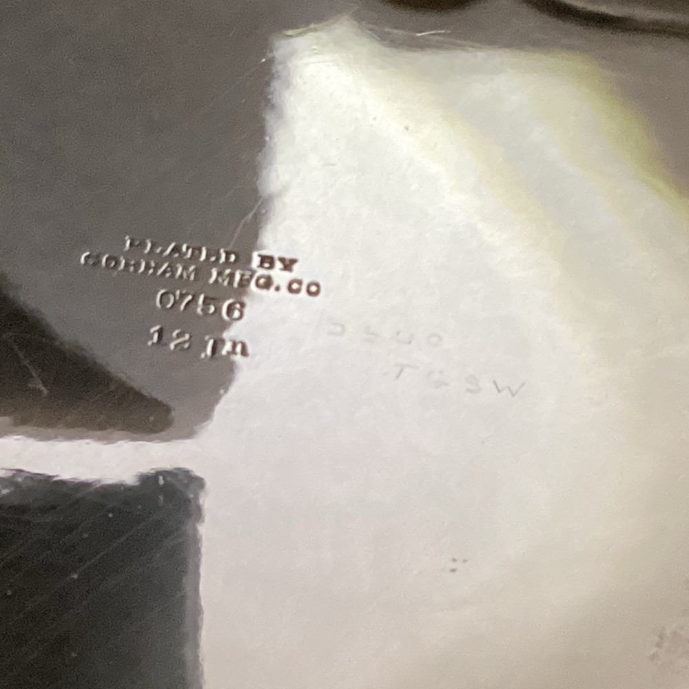 VTG Ornate Footed silver plated serving tray/platter Gorham MFG Co. Monogrammed