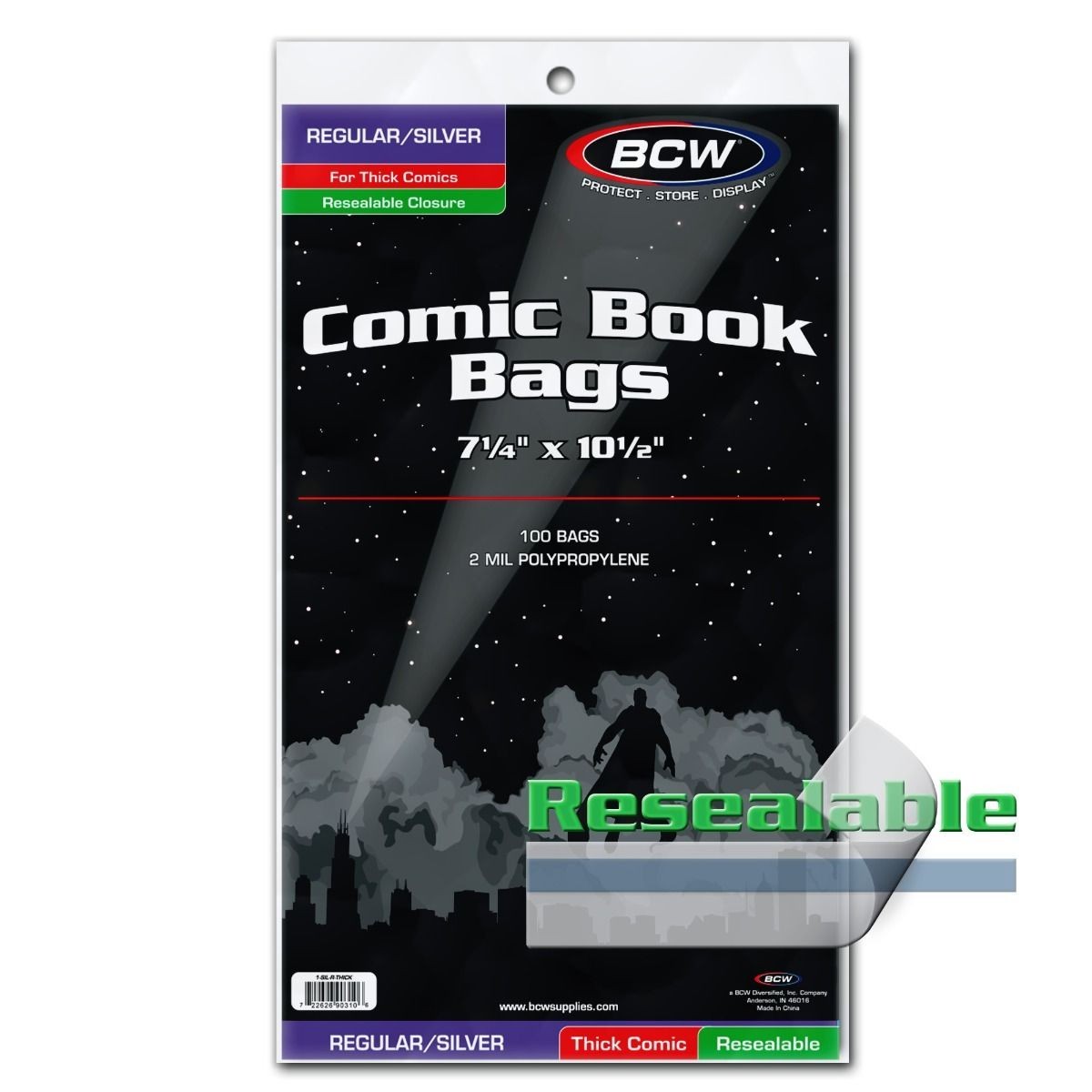 50 - BCW Silver Thick Resealable 2MIL Poly Comic Book Bags & Backing Boards