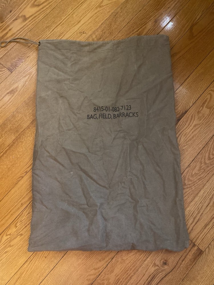 Military Style Barracks Bag Tan Drawstring Top Preowned